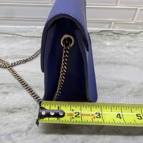 FURLA Navy Blue Crossbody With Gold Chain Strap - Picture 5 of 12